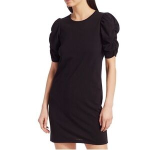 Frame Denim Puff Sleeve Mini Tshirt Dress Cotton Size Large Black